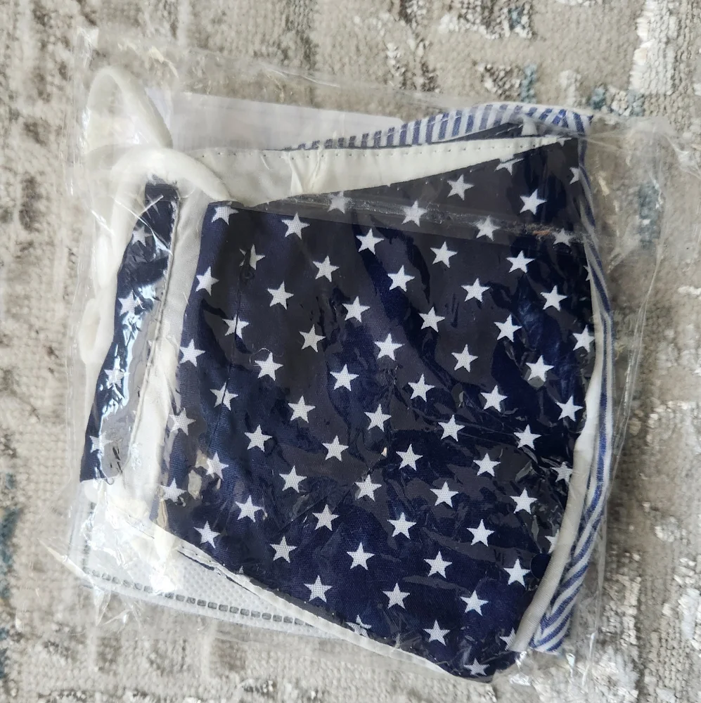 Kids Navy and White Patterned Face Masks
